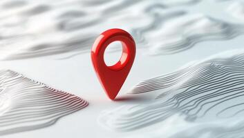A red pin is on top of a map photo