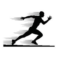 Runner Silhouette Front. A bold silhouette of a runner with abstract speed lines vector