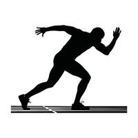 Runner Silhouette Front. A silhouette of a runner in a lunging pose, preparing to start a sprint vector