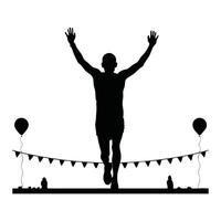 Runner Silhouette Front. A silhouette of a runner pausing mid-track, facing forward with one leg slightly forward vector