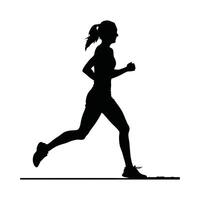 Runner Silhouette Front. A silhouette of a female runner jogging forward vector