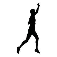 Runner Silhouette Front. A runner silhouette standing still, stretching one arm across their chess vector