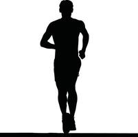 Runner Silhouette Front. A bold black silhouette of a runner hands on hips vector