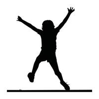 Runner Silhouette Front. A bold silhouette of a child runner in mid-jump, showcasing excitement and energy vector
