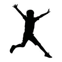 Runner Silhouette Front. A bold silhouette of a child runner in mid-jum vector