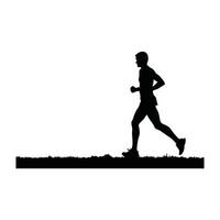 Runner Silhouette Front. A silhouette of a solo runner in nature vector