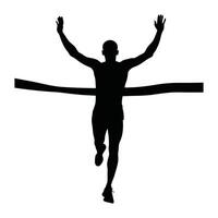 Runner Silhouette Front. A minimalist silhouette of a runner crossing the finish line vector