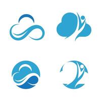 Four different cloud and cloud logo designs vector