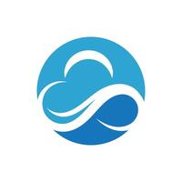 A blue and white logo with waves and clouds vector