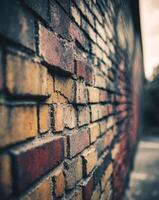 A brick wall with a few different colors photo