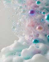 A bubble bath with colorful bubbles and bubbles photo