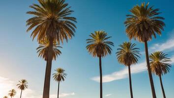 Palm trees in the sun on a beach photo