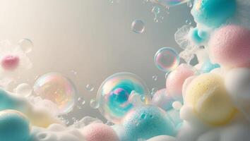 Soap bubbles and bubbles floating in the air photo