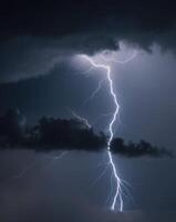 Dark and Moody Storm Cloud Background with Flashes of Dramatic Lightning photo
