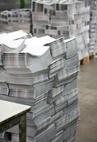 A stack of papers in a warehouse photo