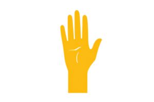 une Jaune main avec paume orienté vers avant, mettant en valeur un ouvert geste. png