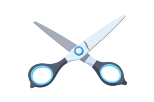 A pair of scissors with sleek blades and ergonomic handles designed for cutting tasks. png