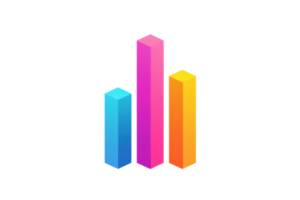 Colorful vertical bars representing data visualization with varying heights and vibrant hues. png