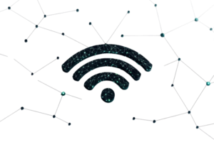 A stylized Wi-Fi symbol composed of intricate patterns, representing connectivity and technology. png