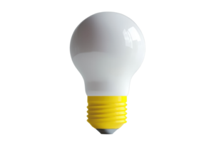 A white bulb with a yellow base designed for energy-efficient lighting. png
