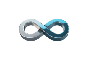 3D rendering of a metallic infinity symbol on a transparent background. representing endless possibilities and limitless potential in a modern style. png