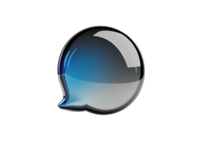3D glossy speech bubble icon with a blue gradient, isolated on a transparent background. symbolizing communication and conversation. png