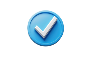 3D blue checkmark icon on transparent background. symbolizing approval, success, and confirmation. Perfect for digital use in apps and websites. png