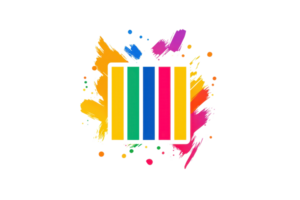 A vibrant graphic featuring colorful bars with splashes of paint in bold hues, creating an artistic and dynamic effect. png