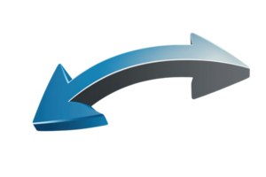 uma 3d azul e cinzento dupla face seta símbolo, ilustrando direção e movimento, em uma transparente fundo, ideal para Projeto e navegação conceitos. png