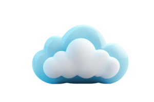 3D illustration of a fluffy cartoon cloud with a blue and white color scheme, perfect for weather apps, games, and design projects. png