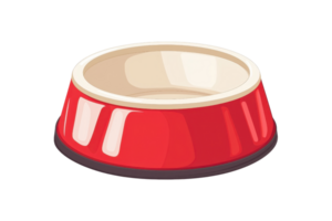 A vibrant red pet bowl designed for feeding animals with a smooth interior and a shallow, wide shape. png