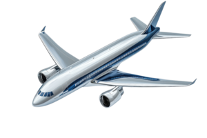 A sleek, modern aircraft with two engines and a streamlined design, showcasing advanced aerodynamics and a polished surface. png