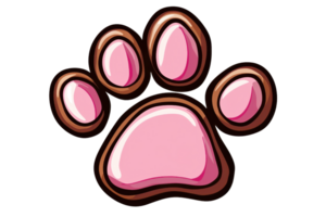 A stylized pink paw print featuring rounded pads and a smooth design. png