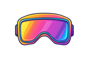 A vibrant ski goggles design featuring a colorful reflective lens and a modern frame style. png