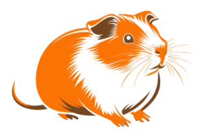 A stylized illustration of a guinea pig with vibrant orange and black colors, showcasing its distinctive features and rounded body. png