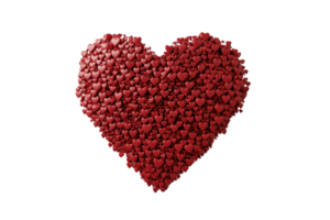 A beautifully crafted heart made from numerous small heart shapes, symbolizing love, unity, and emotion, against a plain transparent background. png