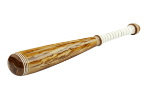 A detailed image of a wooden baseball bat isolated on a transparent background. showcasing texture and craftsmanship. png