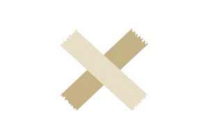 A minimalist cross symbol made of two overlapping pieces of adhesive tape on a transparent background. representing simplicity and creativity. png
