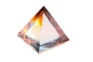 A luminous crystal pyramid, showcasing intricate reflections and colorful light dispersion, isolated on a transparent background. for a modern look. png
