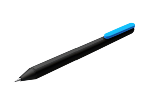 A sleek black pen with a blue cap isolated on a transparent background. perfect for writing, drawing, or office use, conveying simplicity and functionality. png
