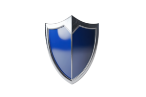 A sleek blue and silver shield, symbol of strength and protection, isolated on a transparent background. ideal for security and defense concepts. png