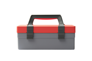 A sturdy red and gray toolbox with a black handle, perfect for organizing and storing tools for home and professional use. png