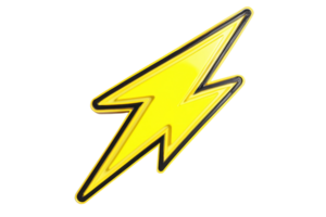 A vibrant yellow lightning bolt icon, symbolizing energy, power, and speed. Perfect for design, technology, and creative projects. png