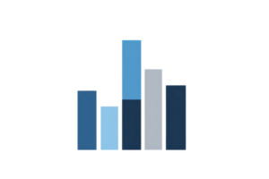 Abstract digital illustration displaying a bar chart with blue-colored bars on a transparent background, symbolizing data and analytics. png