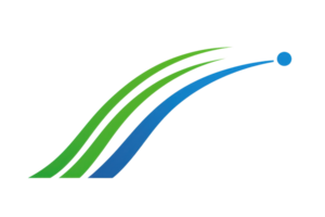 Abstract logo design with green and blue curved lines and a circular element. Perfect for business branding and modern visuals. png