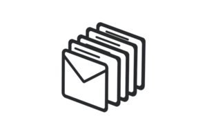 Abstract representation of digital communication with an email envelope icon stacked multiple times, symbolizing information exchange. png