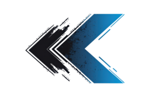 Abstract arrow design with a dynamic grunge effect, featuring black and blue hues. Perfect for modern projects needing a bold, directional theme. png