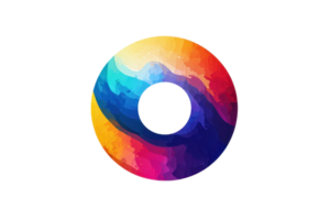 Abstract colorful circular design blending vibrant hues of blue, red, and orange, creating a visually striking modern art piece. png