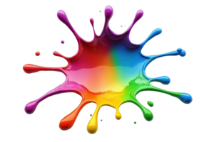 A vibrant splash of colorful paint creating an artistic abstract pattern, symbolizing creativity and dynamic expression in digital art. png