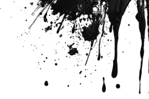 Abstract black paint splatter on transparent background. artistic backdrop for creative projects or digital design. png